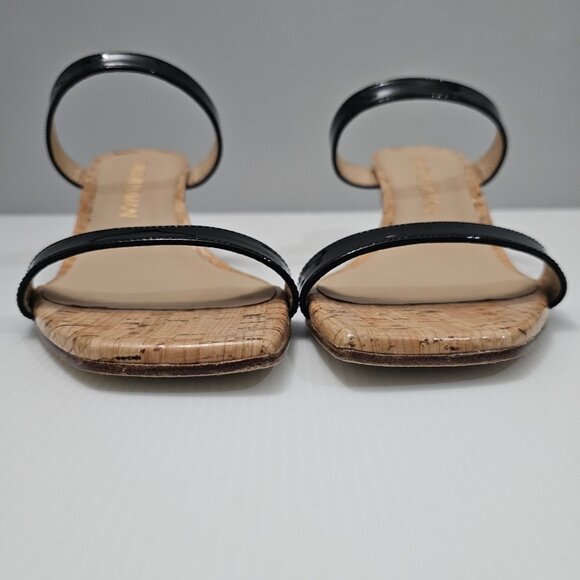 Stuart Weitzman Black Patent Leather Wedge Sandals - Picture 6 of 12